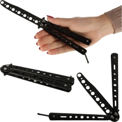 Training butterfly knife (balisong) – blunt folding knife, black