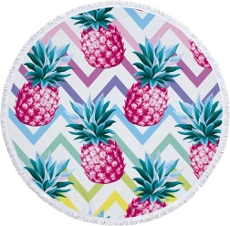 Grand drap de plage rond 150 cm – motif ananas