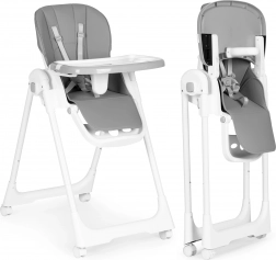 Seggiolone con altezza regolabile, doppio vassoio e rivestimento in eco-pelle ECOTOYS, grigio scuro