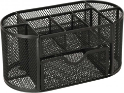 Fekete fém asztali rendszerező 9 rekesszel és fiókkal