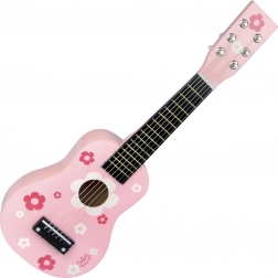 Pink træ guitar med blomster