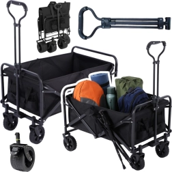 Carrello pieghevole da spiaggia e giardino 120 l, portata 80 kg – nero