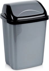 Pattumiera in plastica da 10 l, grigia con coperchio basculante