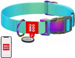 Najlonska ovratnica za pse z QR kodo WAUDOG, modra