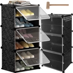 Modulární botník se 6 úrovněmi s dvířky a věšákem