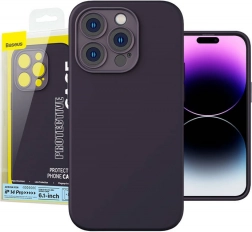 Baseus silikonski ovitek za iPhone 14 Pro, vključno s kaljenim steklom in čistilnim setom