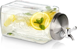 Glass Refrigerator Beverage Dispenser 3.3 l with Tap