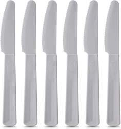 SANDY plastic table knives, grey, 6 pcs