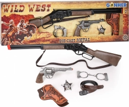 Cowboy set – rifle, revolver, handcuffs and sheriff’s badge for caps
