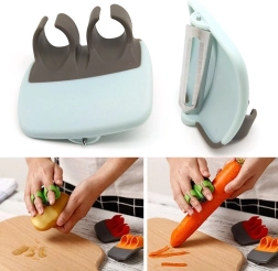 Zöldség- és gyümölcshámozó ujjfogantyúkkal - fekete és kék