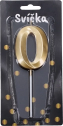 Bougie de fête dorée chiffre 0