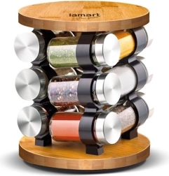 Set di barattoli in vetro per spezie LT7051 12 pz barattoli + supporto