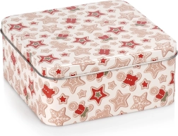 Scatola di latta natalizia per biscotti in metallo 15 × 15 × 6,5 cm