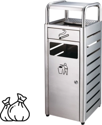 Poubelle en inox avec cendrier intégré – argent
