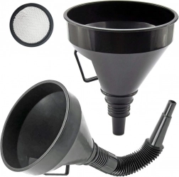 Stor plast brændstoftragt med si