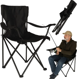 Chaise pliante de camping et de pêche noire
