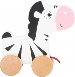 Petite Pousse Zèbre en bois à tirer