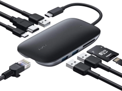 Aukey USB‑C hub 8v1 s HDMI 4K, Gigabit Ethernetem a Power Delivery 100 W