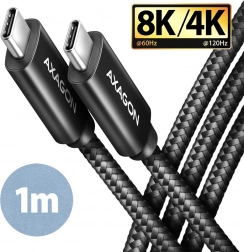Kabel USB‑C – USB‑C, USB4 Gen 3x2 1 m, PD 100 W, 8K HD, ALU, pleten črn