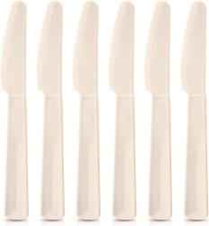 Couteaux de table en plastique crème SANDY, 6 pcs