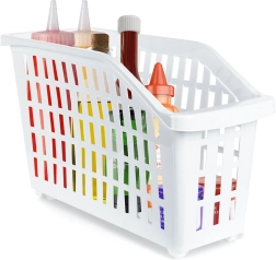 Cestino portaoggetti stretto bianco su ruote 13 l