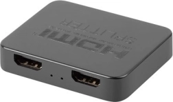 HDMI-splitter 1×2 4K med USB‑C-strøm – sort