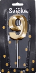 Bougie de fête dorée - numéro 9