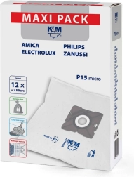 Sacchetti sintetici per aspirapolvere P15/Maxi – 12 pz + 2 filtri