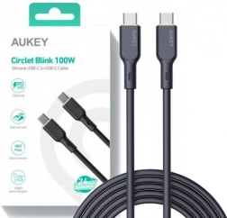 Aukey USB‑C kabel 1 m, silikonski, 100 W Power Delivery, 5 A, črn