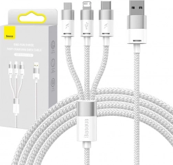 charging cable 3-in-1 Baseus StarSpeed, USB‑C + Micro USB + Lightning, 3.5 A, 1.2 m, white