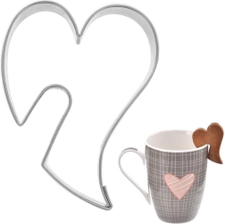 Tagliabiscotti in acciaio inox a forma di cuore 5,5 cm con incavo per tazza