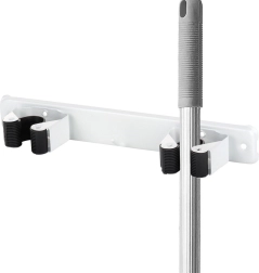 Support mural double pour balai, serpillière et outils