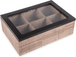 Træboks til te LINE, 6 rum, 24 × 16,5 × 7,5 cm