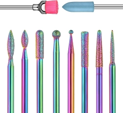 Set di frese diamantate e in ceramica per unghie e cuticole, 10 pezzi in astuccio