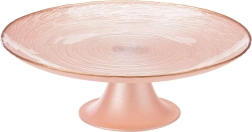 Stakleni pladanj za tortu na stalku ružičasti 21 cm