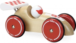 Auto da corsa in legno XL con aletta bianca