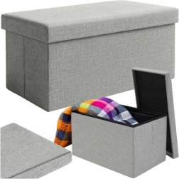 Foldable ottoman with storage Ruhhy 76 × 38 × 38 cm, gray