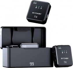 BLITZWOLF BW‑SX63 Wireless Microphone with Charging Case (Black)