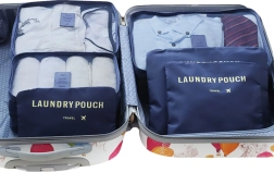 Set aus Reise-Organizern für Koffer und Kleiderschrank (6 Stk) – dunkelblau