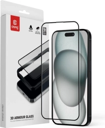 Verre trempé 3D 9H Full Glue pour iPhone 16 / iPhone 15 avec cadre d’installation