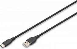 Silikonski povezovalni kabel USB-A – USB-C, USB 2.0, 60 W, 1 m črn