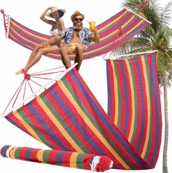 Kerti függőágy fa merevítőkkel 200 × 80 cm, csíkos