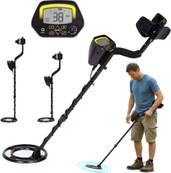 Détecteur de métaux avec écran LCD et 3 modes pour la recherche d’or, d’argent et de pièces