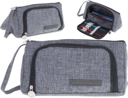 2-Compartment 3-in-1 Fold-Out School Pencil Case – Gray