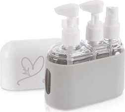 Reisefläschchen für Kosmetik im Etui, 4-teiliges Set