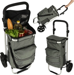 Gray shopping trolley on wheels
