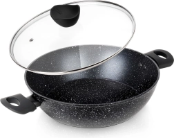 Poêle profonde en granit avec couvercle en verre BLACK LINE 28 cm, 3,5 l