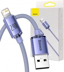 USB kabel Baseus Crystal Shine na Lightning, 2,4 A, 2 m, vijoličen