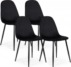 Set of 4 Velvet Dining Chairs ModernHome, Black