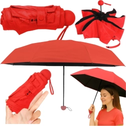Pocket folding umbrella with UV protection UPF 50+ 90 cm – red, with case